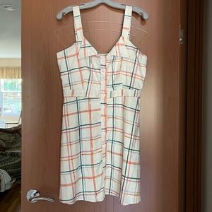 Linen Blend Plaid Shirt Dress Button Down - WAYF